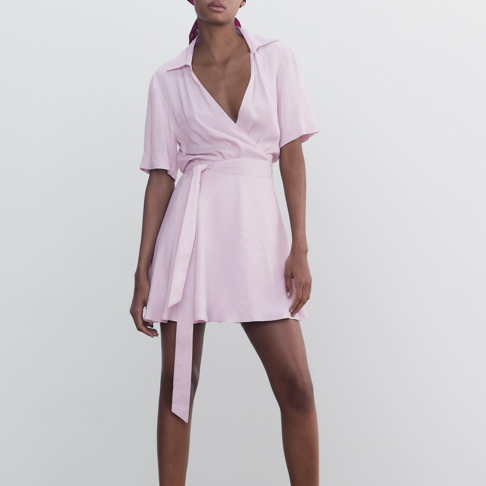 NWT ZARA satin dress XS corralled